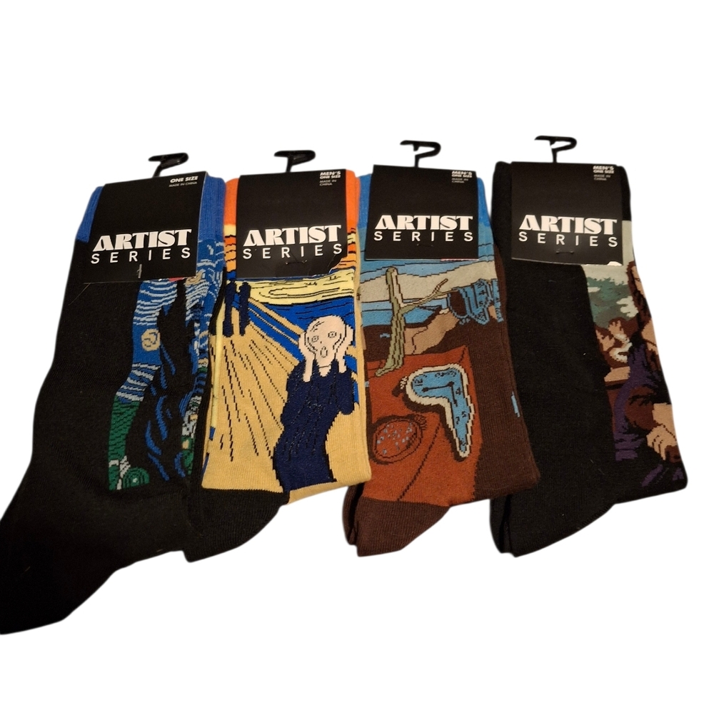 Lot Of 4 Pair Men's Artist Series Novelty Socks